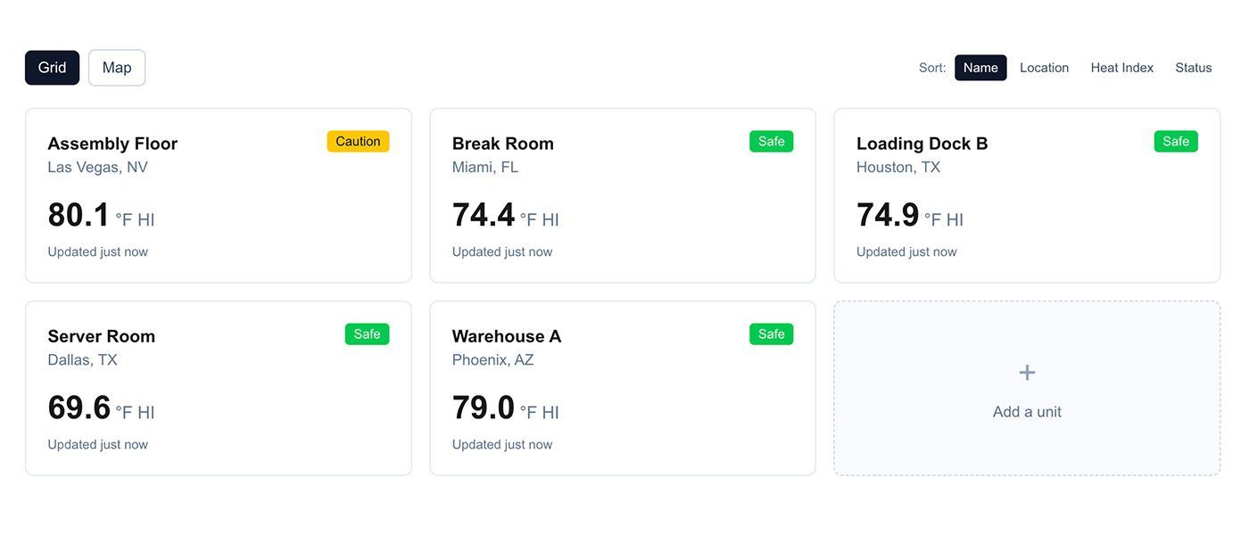 HeatAlert Connect device and cloud dashboard preview