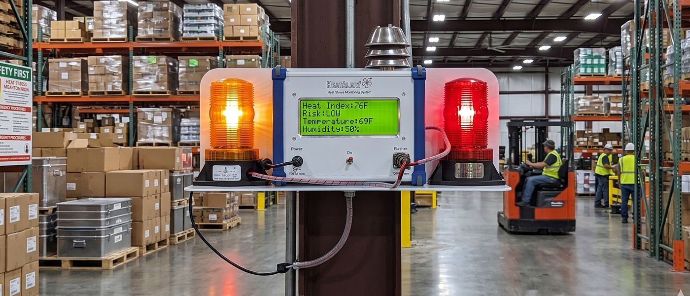 HeatAlert Industrial heat index monitor with LED strobe alert lights