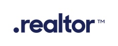 A blue realtor logo on a white background