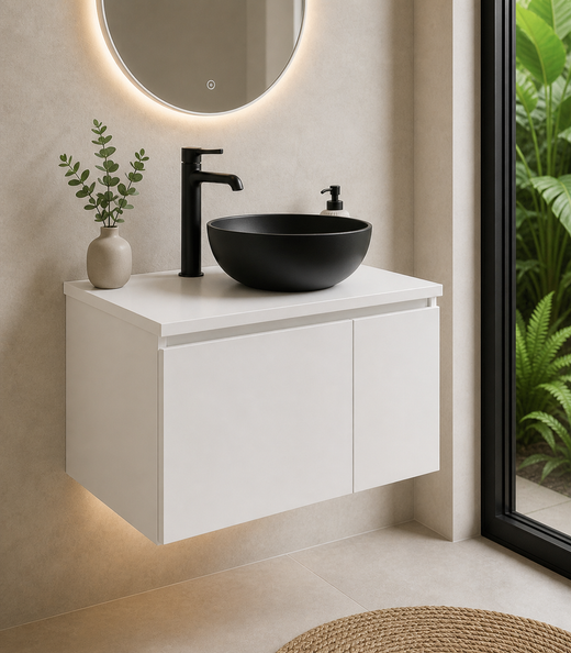 muebles de lavado  de baño color negro por Dal cuore empresa especializada en CDMX
