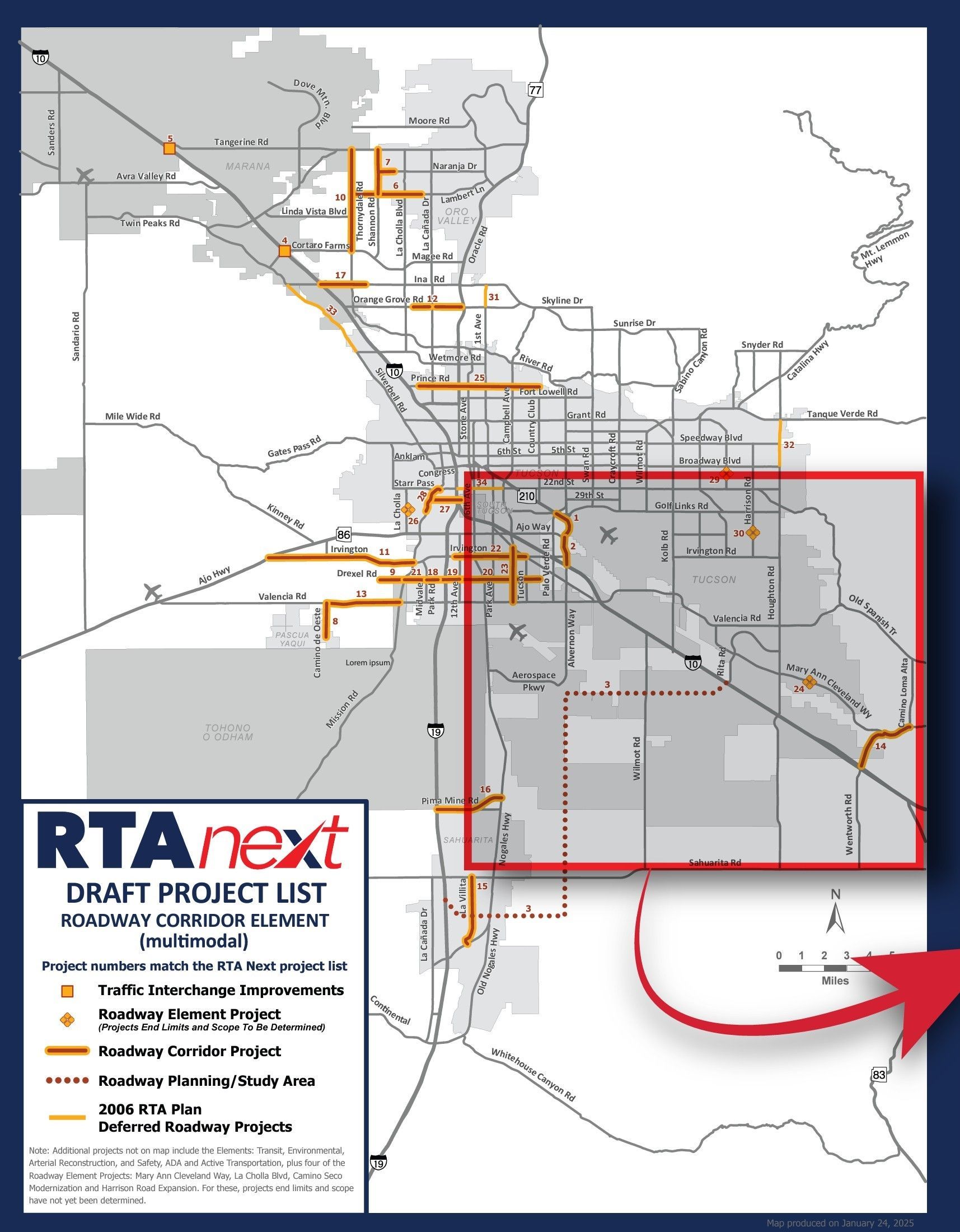 Map of a city with highlighted transit routes;