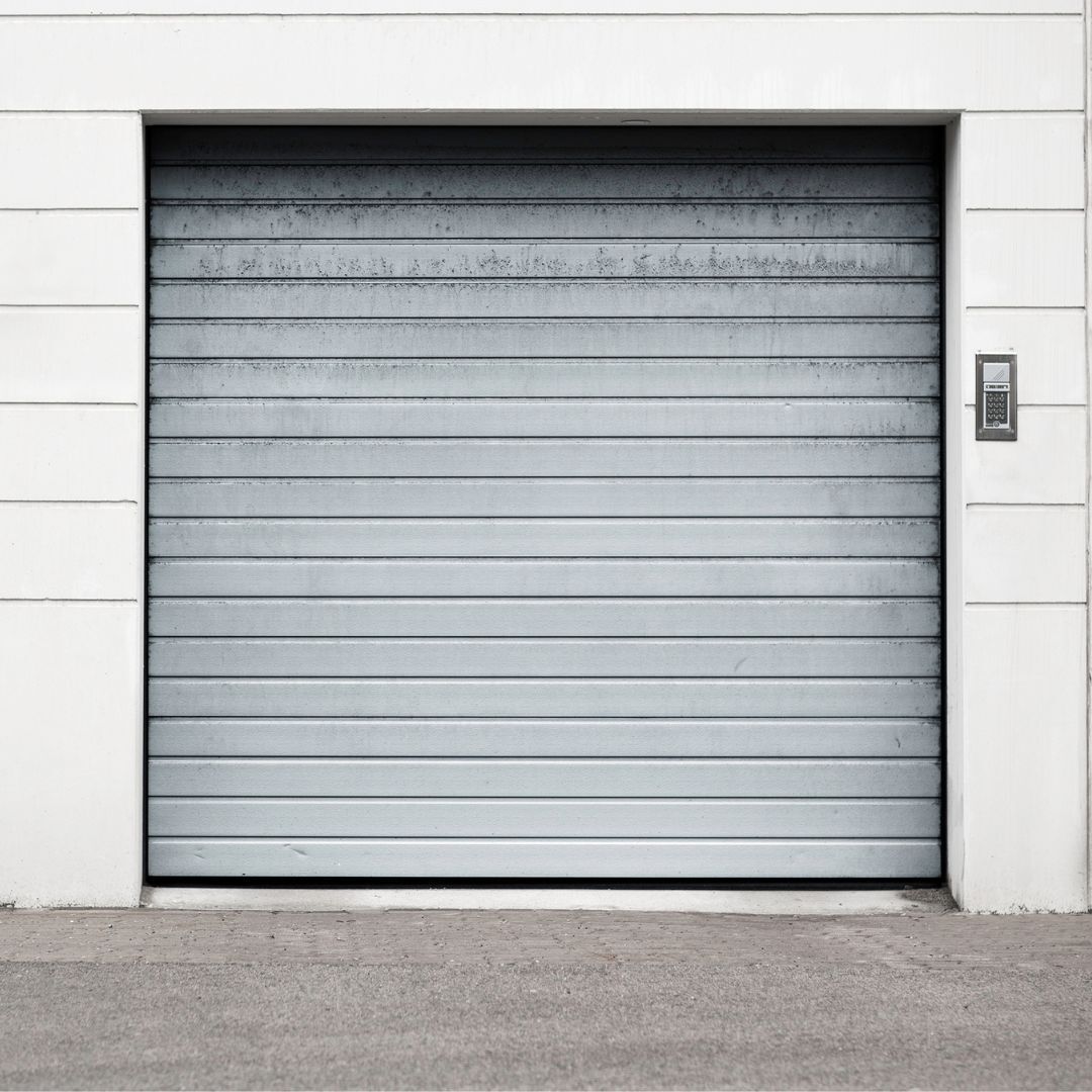An old weathered garage door