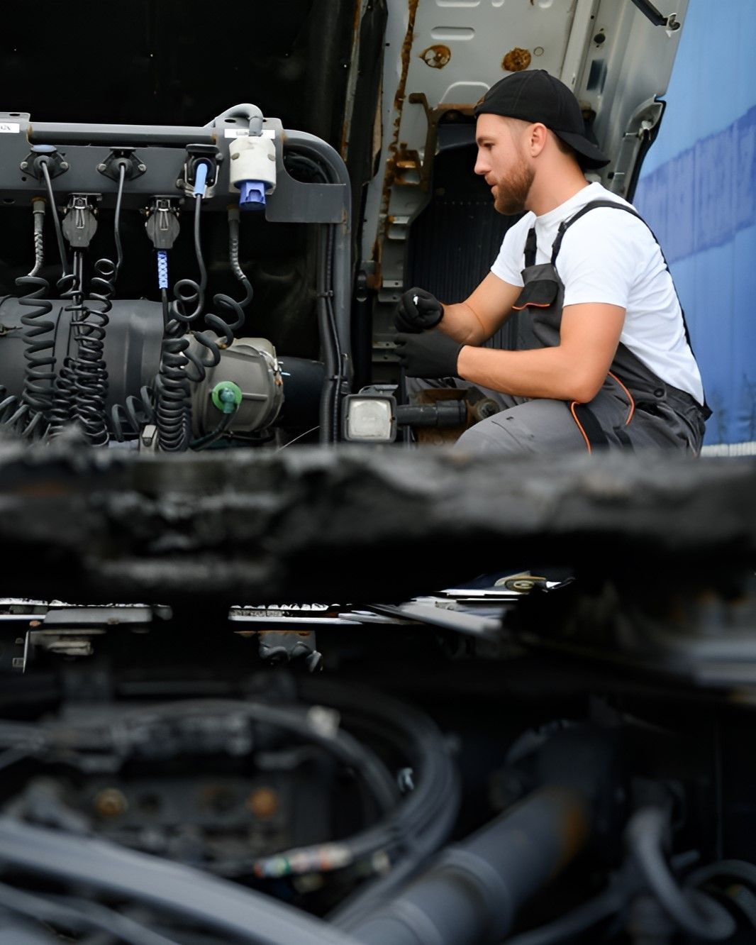 A Man is Working on the Engine of a Truck — Gillies Enterprises Pty Ltd In Coonabarabran, NSW