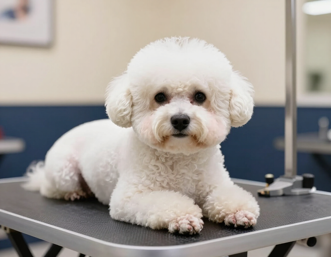 Freshly groomed dog at Moxie's Fur Lounge