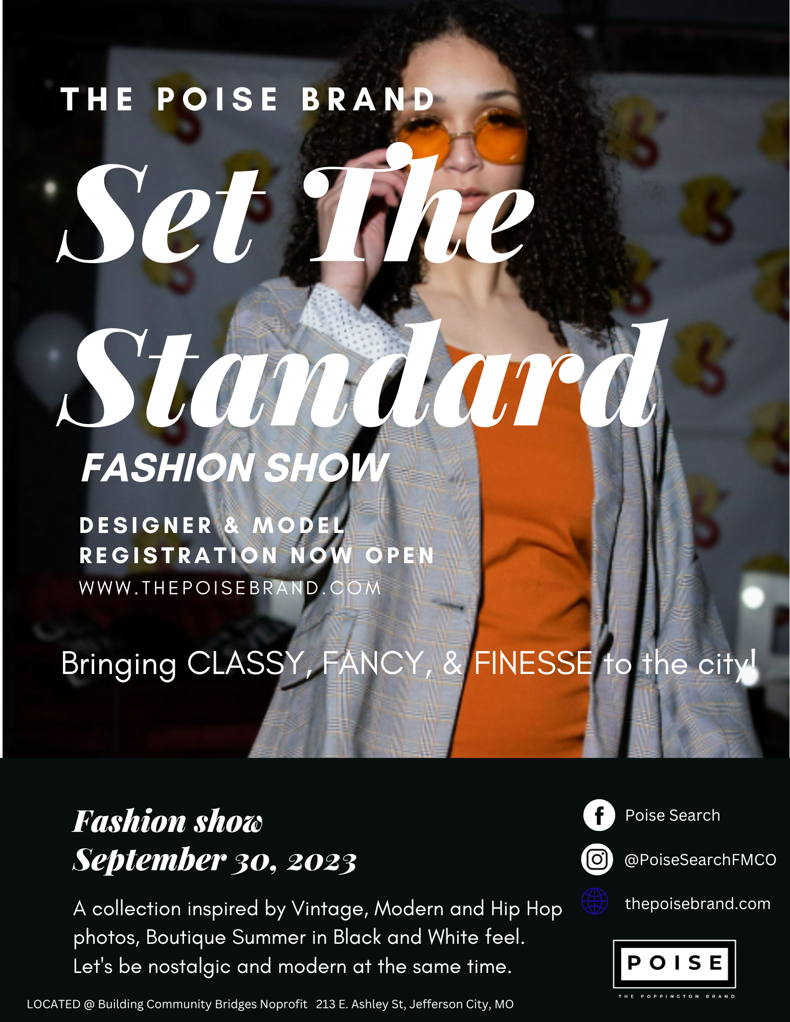 A poster for the poise brand set the standard fashion show.