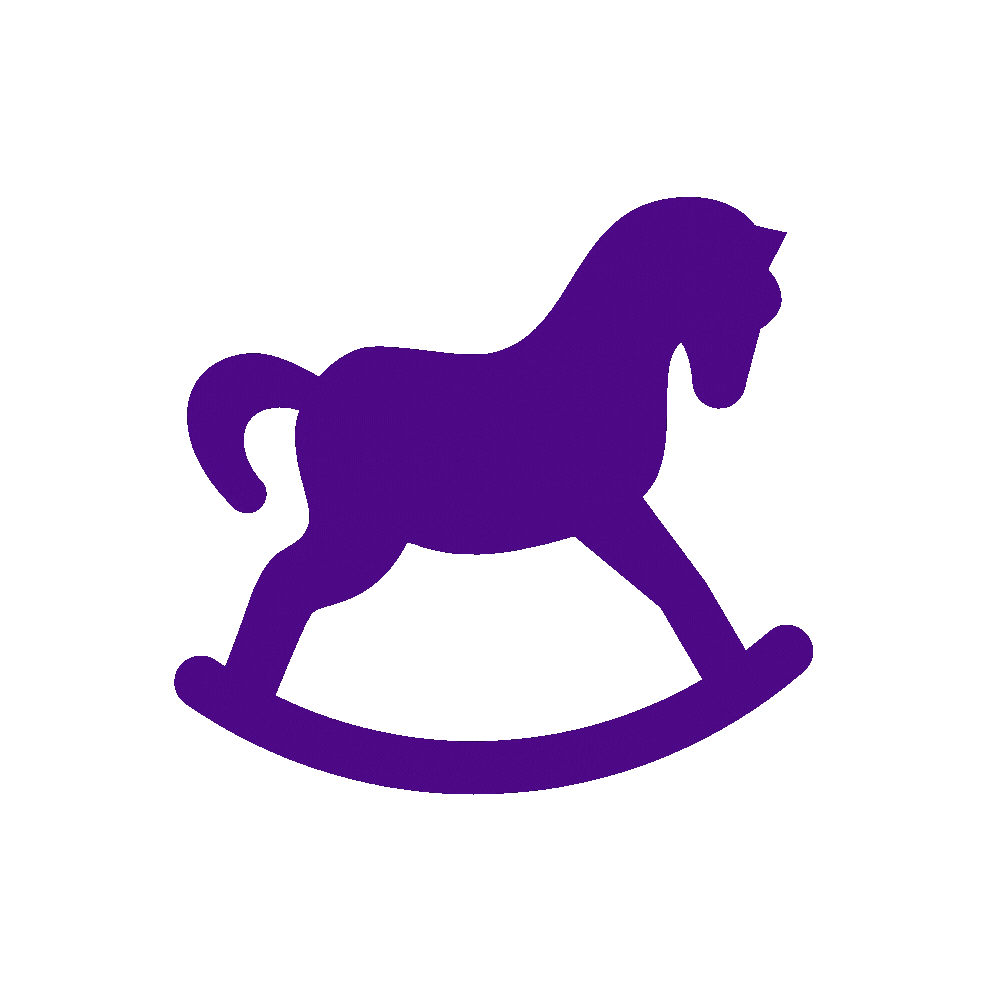 Purple rocking horse icon on a white background