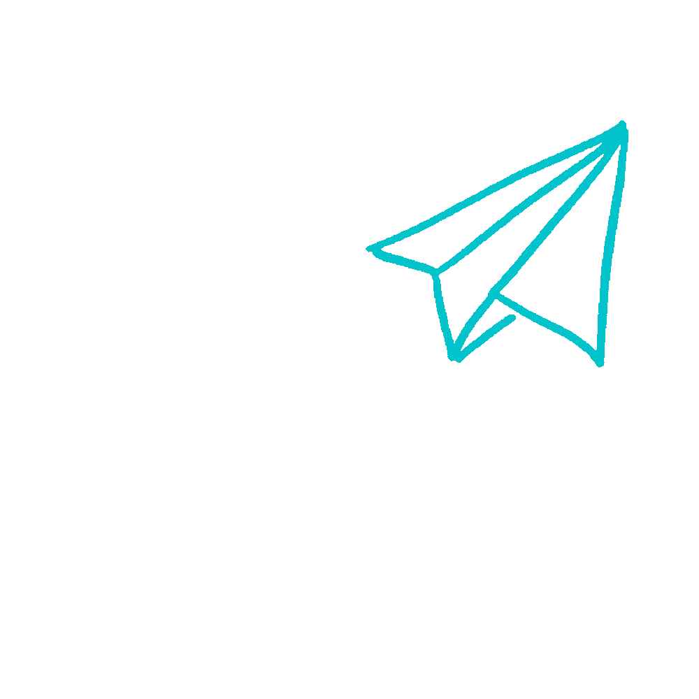 Teal paper airplane icon on a white background