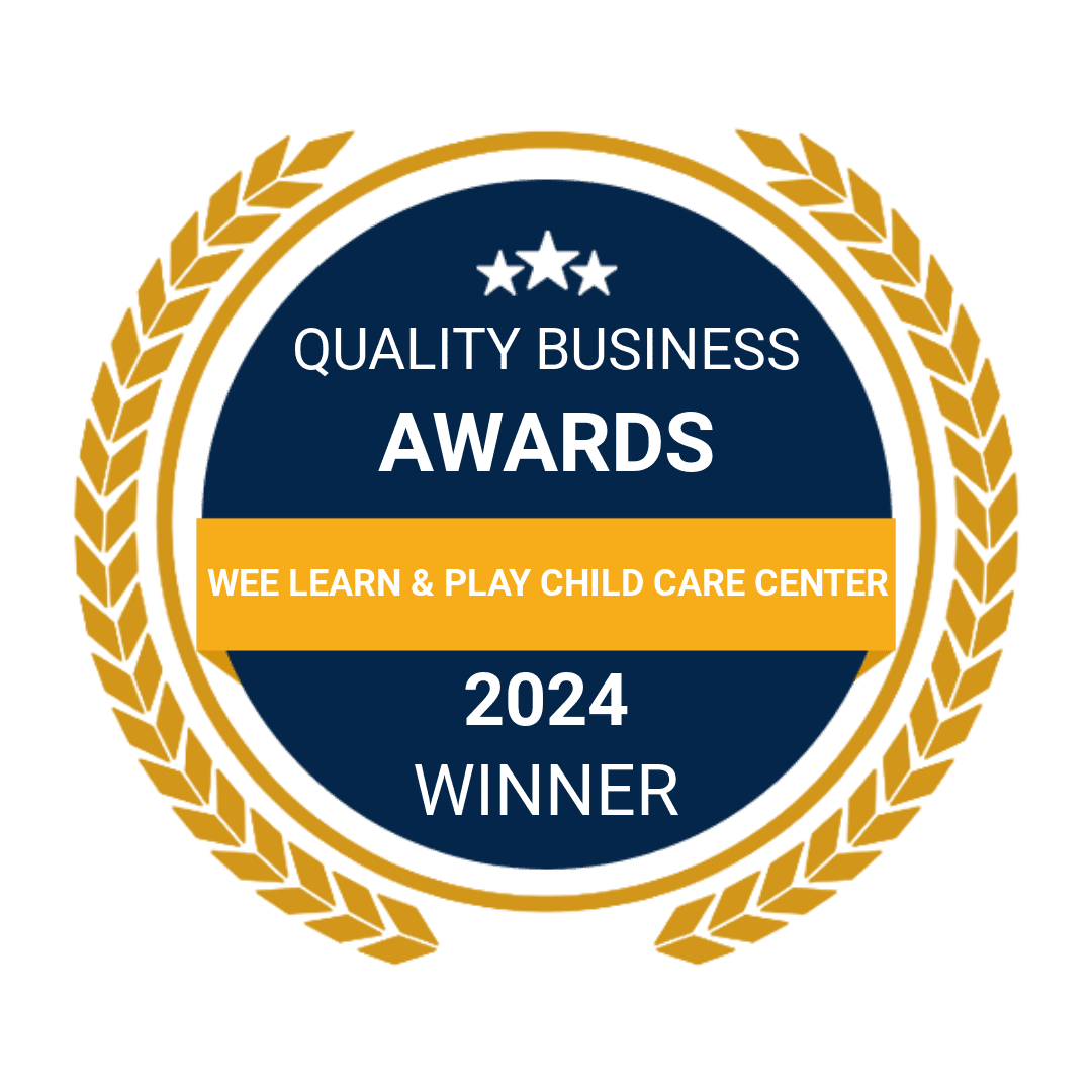 Quality Business Awards 2024 winner badge for Wee Learn & Play Child Care Center in blue and gold