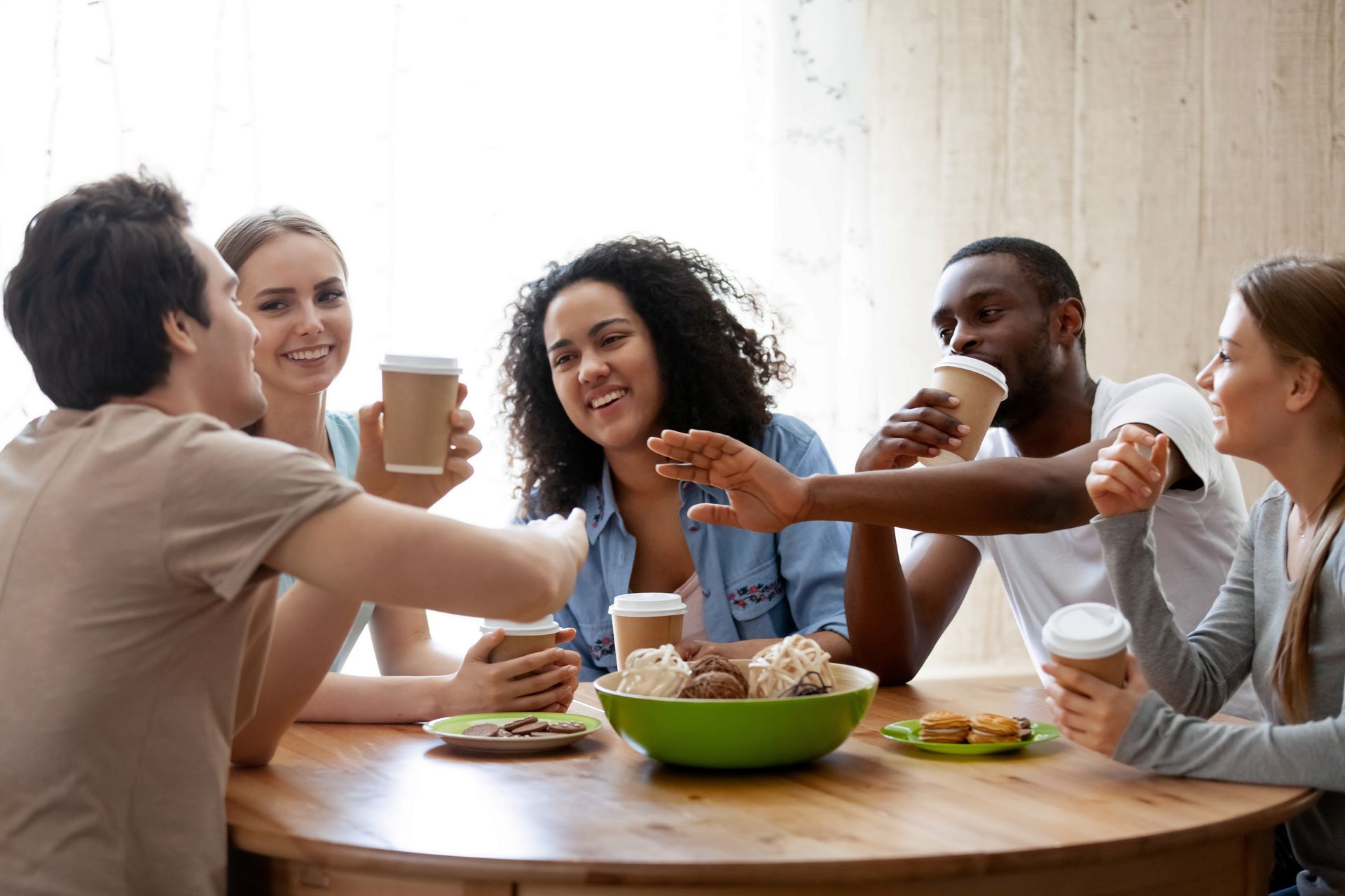 A group of friends getting coffee together, learning how to be yourself around others