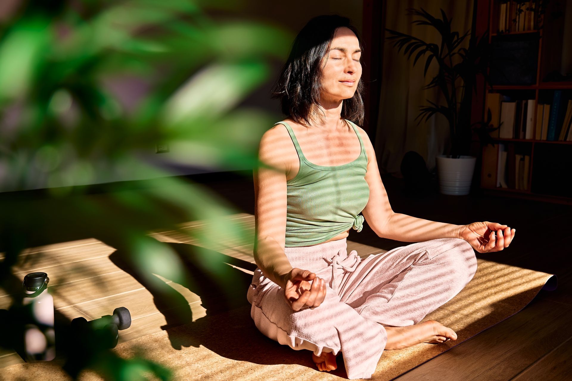a woman meditating on the idea
