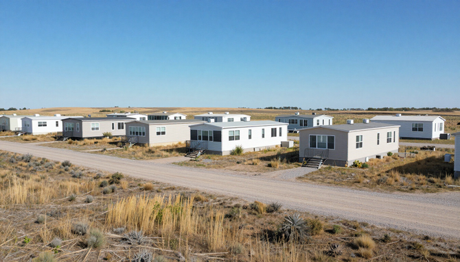 Mobile home spaces at Sunflower RV Park in Belleville KS