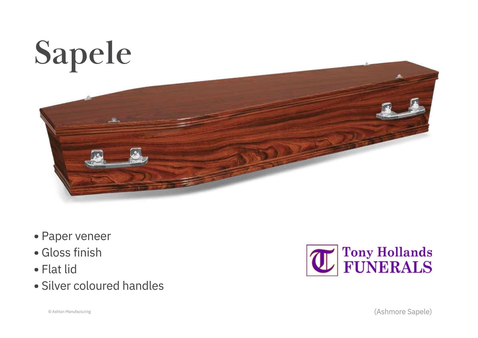 A picture of a MDF Coffin, Sapele Wood Look, Cost Effective