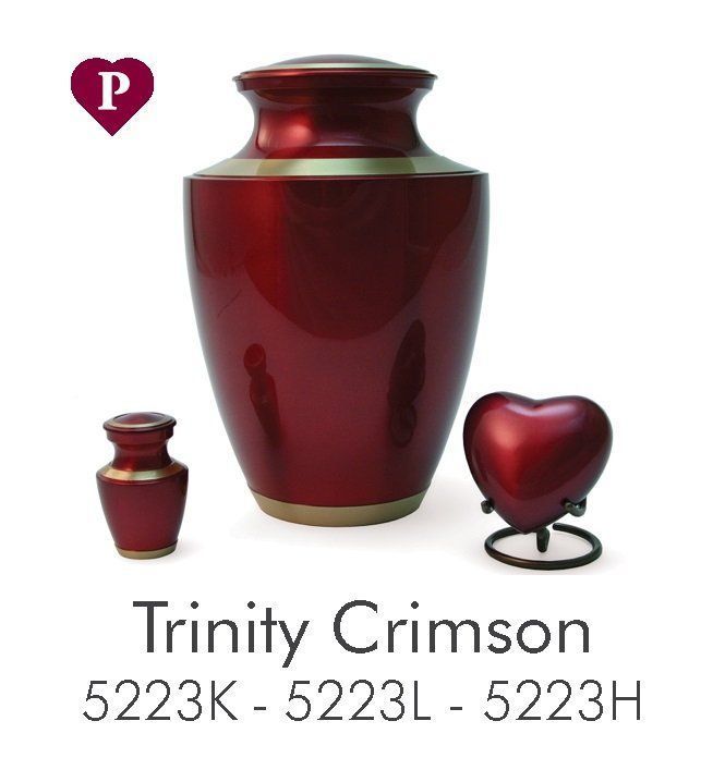 A red urn with a gold trim and a smaller urn