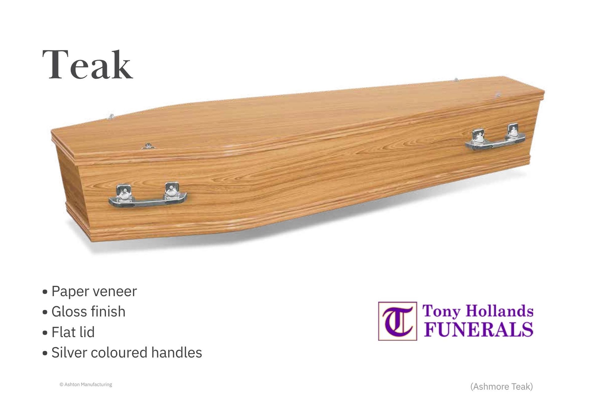 A picture of a MDF Coffin, Teak Wooden Look, Cost Effective