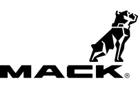MACK logo with a black geometric dog standing above the wordmark