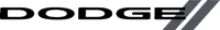 DODGE logo in bold black letters with a silver diagonal slash on white background