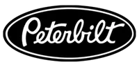 Peterbilt logo in white script inside a black oval