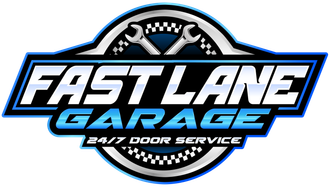 Fast Lane Garage Logo for Fast Lane Garage. White text on a blue and black rectangular background.