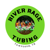 A logo for river rage tubing in townsend tn