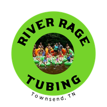 A logo for river rage tubing in townsend tn