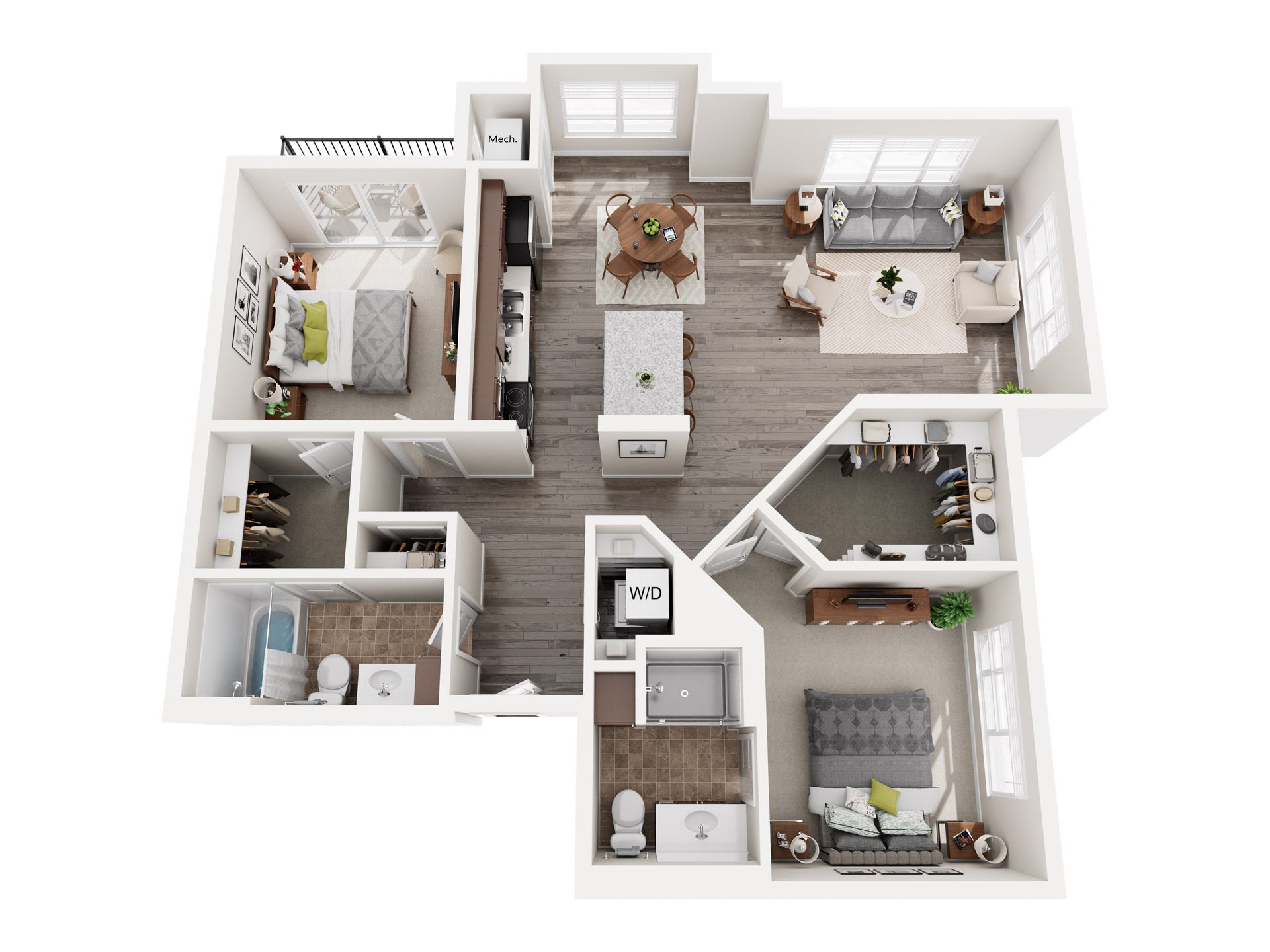 2 Bedroom Floor Plan: Hechtman