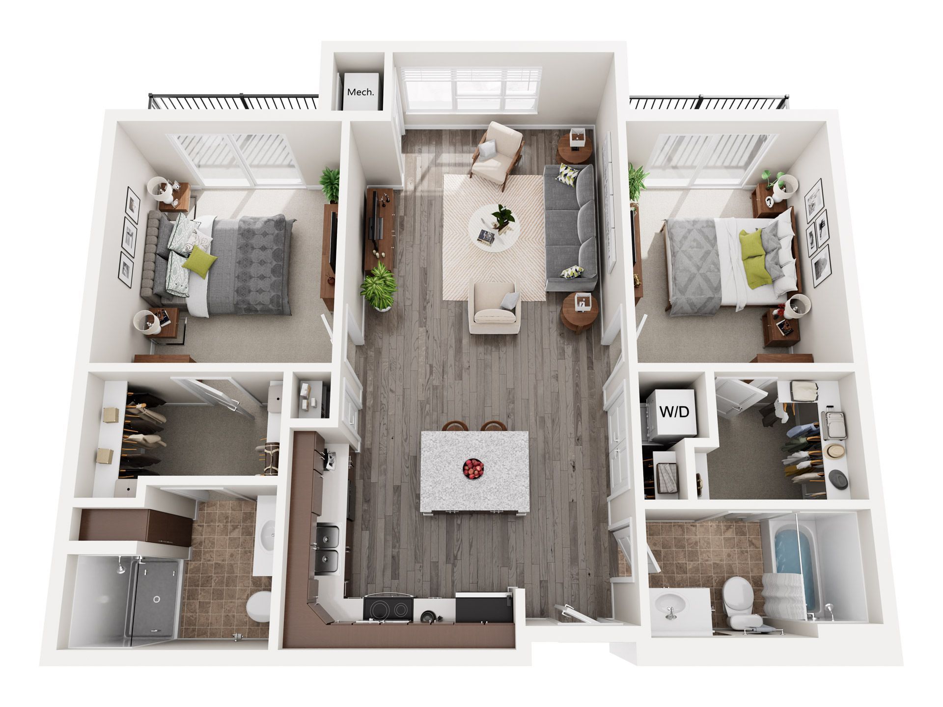 2 Bedroom Floor Plan: Wolfe