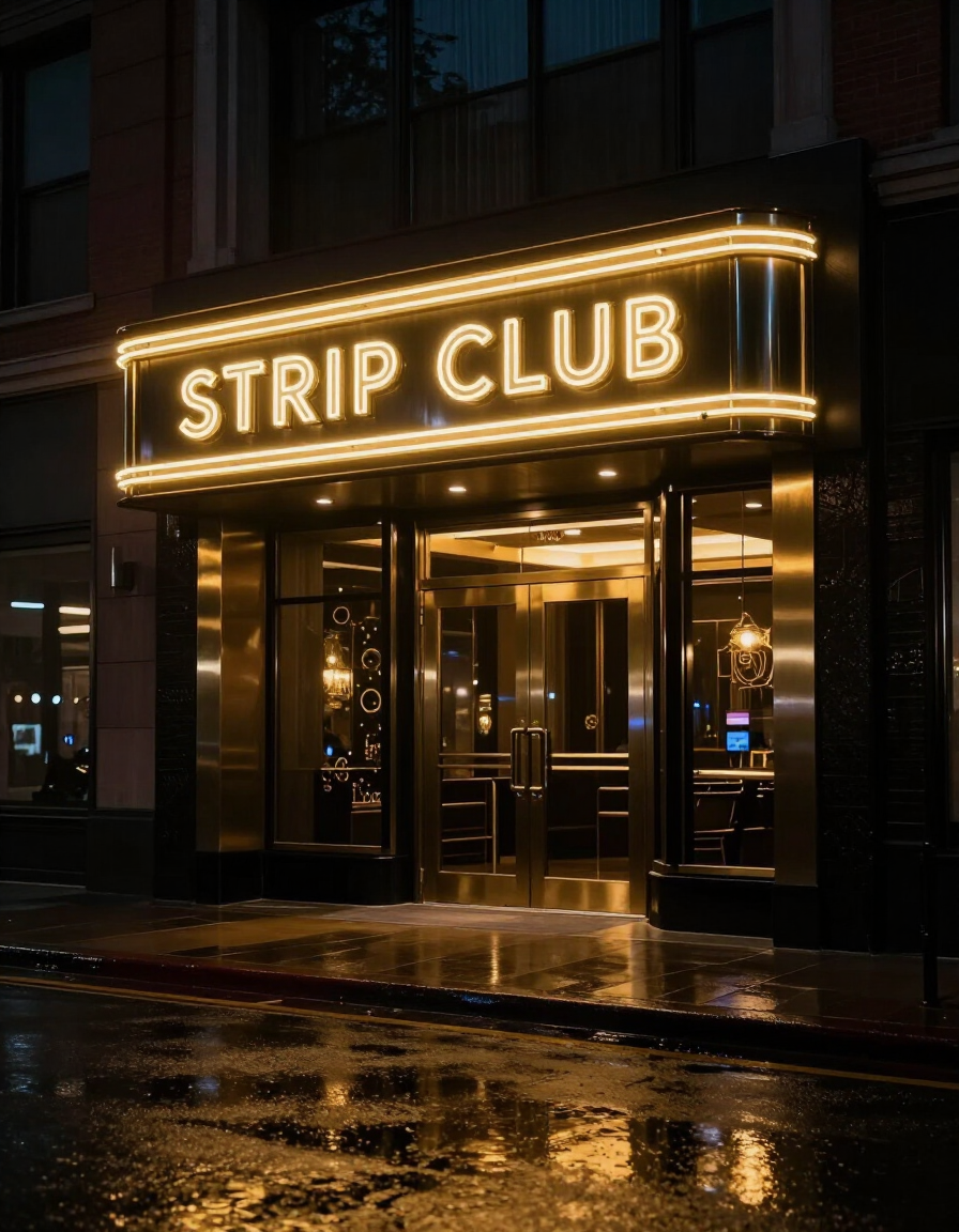 The Players Club ATL exterior entrance at night