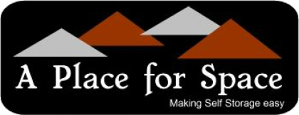 Logo for A Place for Space: three overlapping triangles in brown and gray, with the text