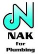 NAK for Plumbing logo with teal and black stylized N icon
