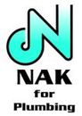 NAK for Plumbing logo with teal and black stylized N icon