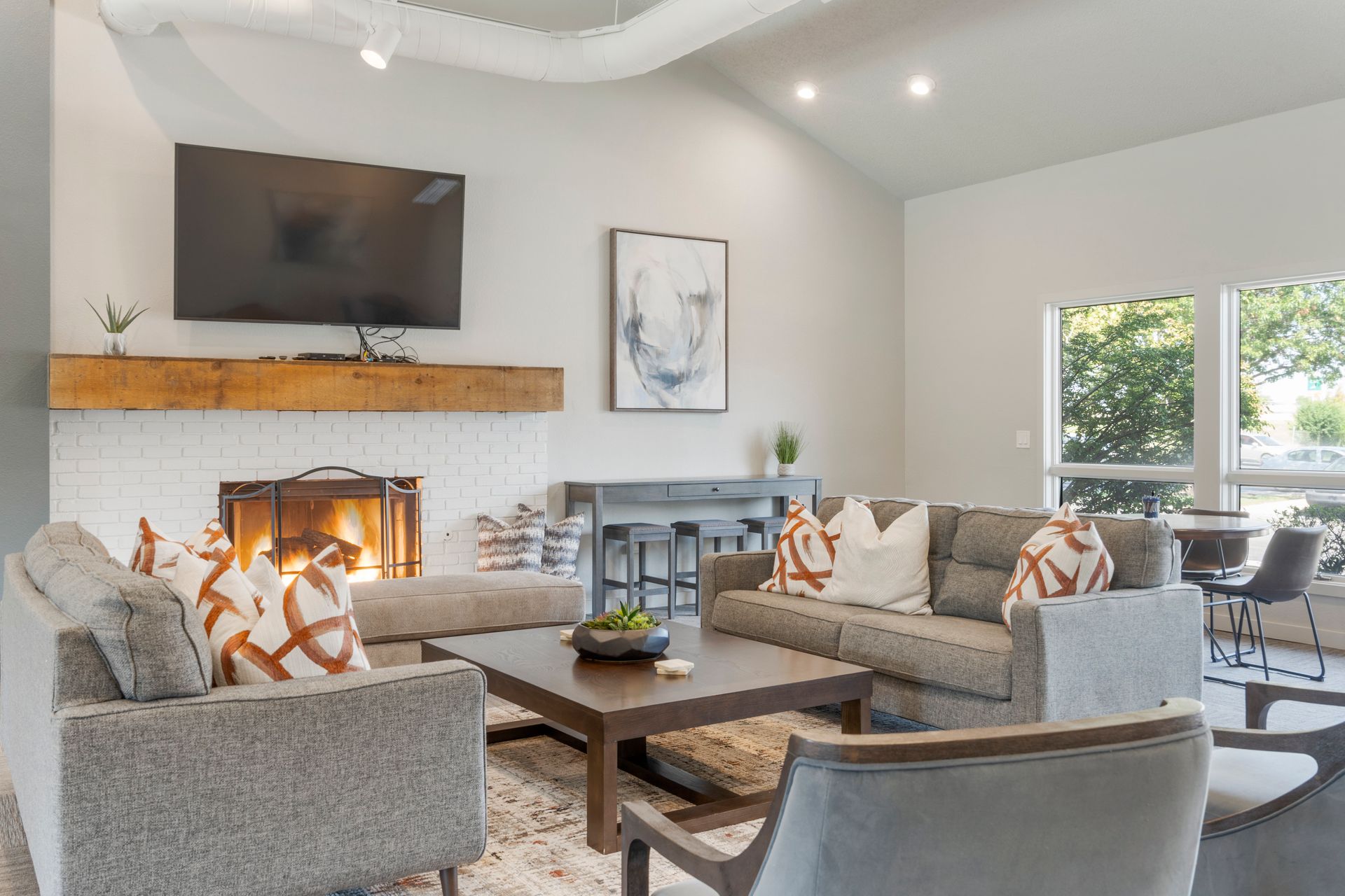 echo trail clubhouse lounge area and fireplace