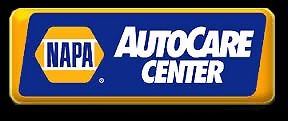 NAPA AutoCare Center logo in blue and gold on a rectangular sign