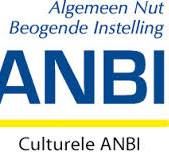 A blue and yellow logo for anbi culturele anbi.
