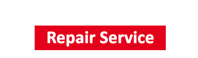 A red sign that says repair service on it