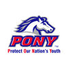 PONY 75th anniversary logo with baseball and years 1951 and 2026 on a navy and gray emblem
