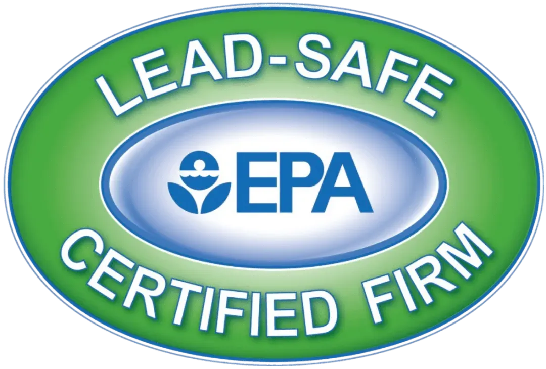 A lead safe certified firm logo on a green background