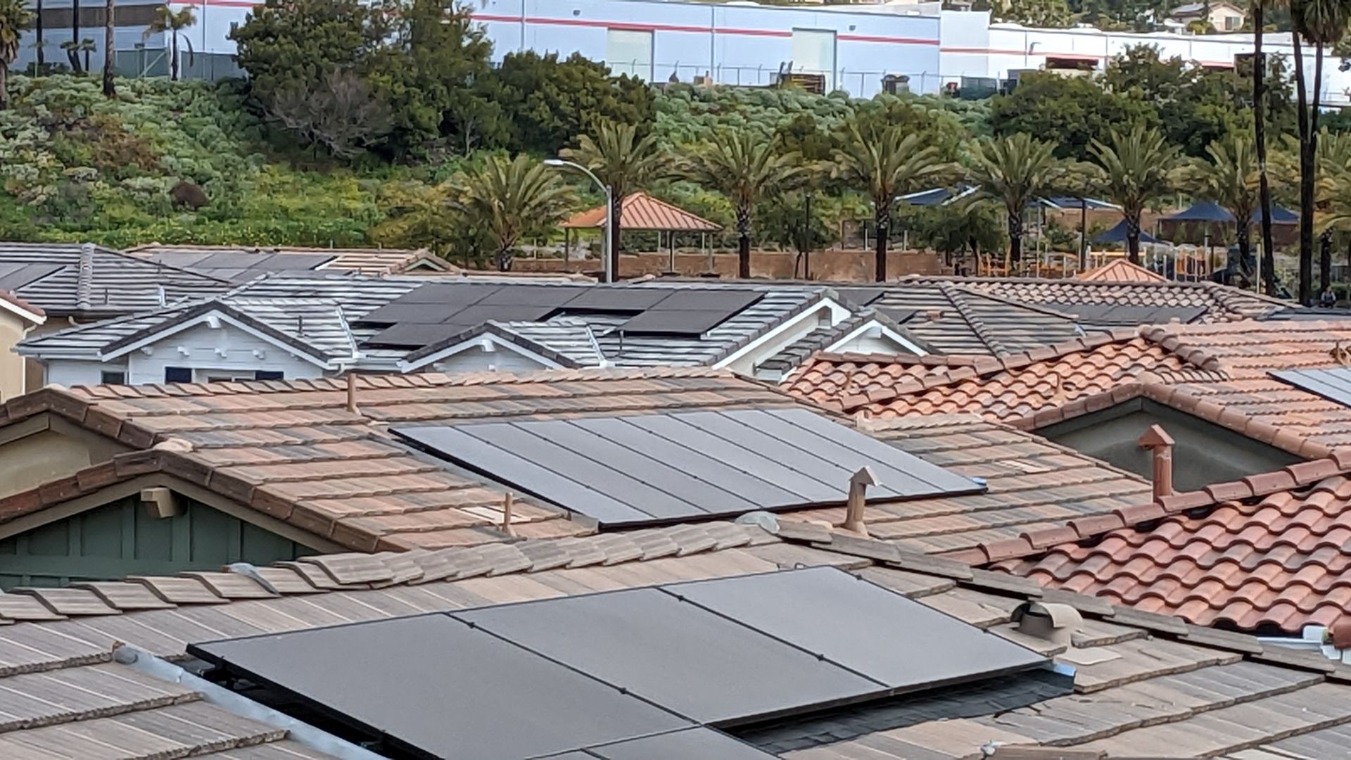 A roof with a lot of solar panels on it