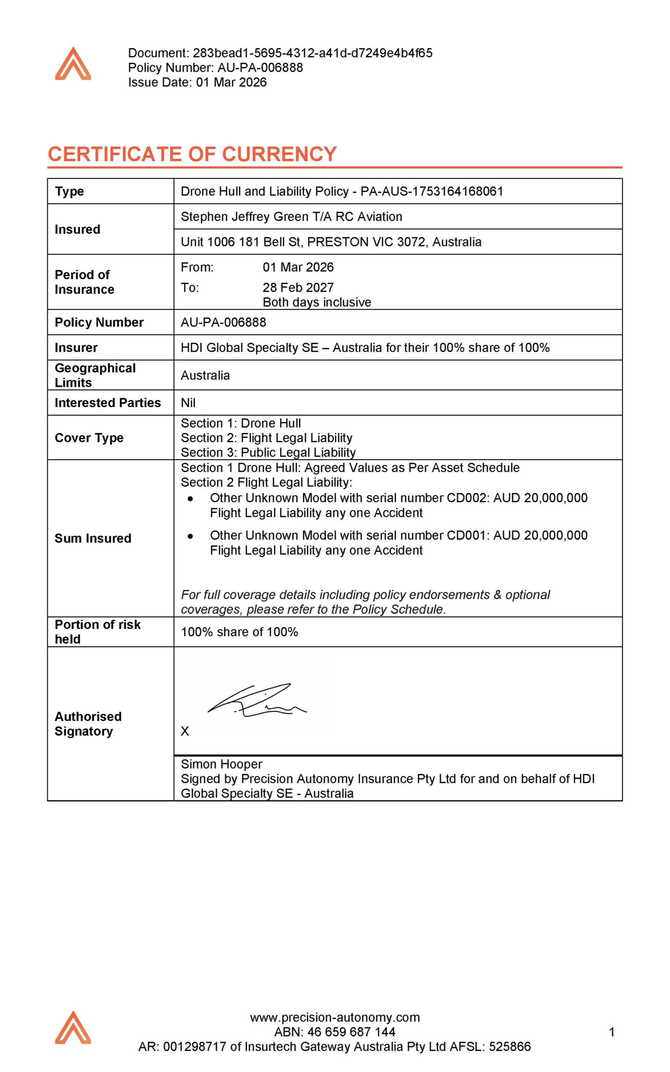 Current Certificate of Insurance
