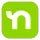 A green square with a white letter n on it