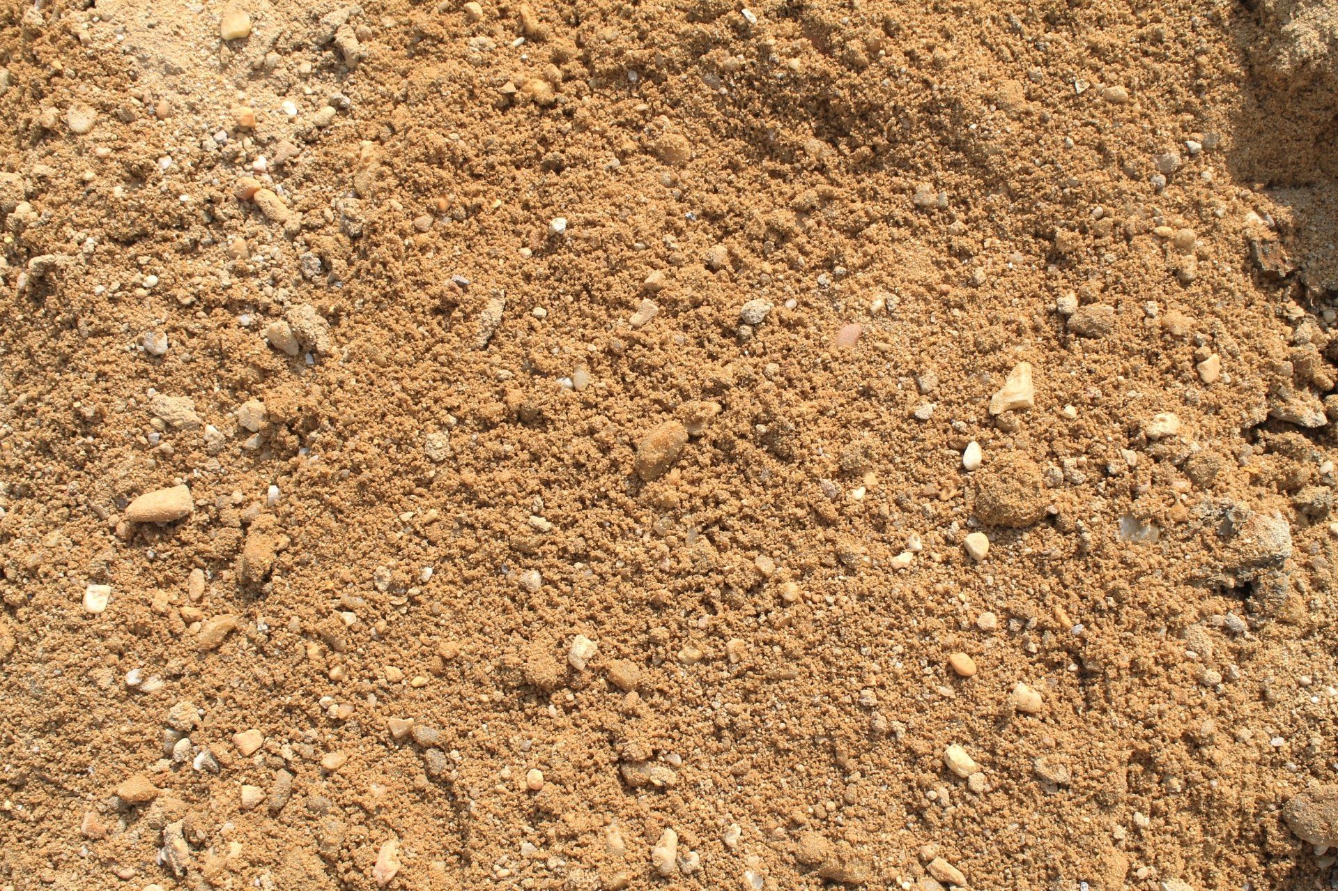 Close-up of tan-colored sand and small pebbles.