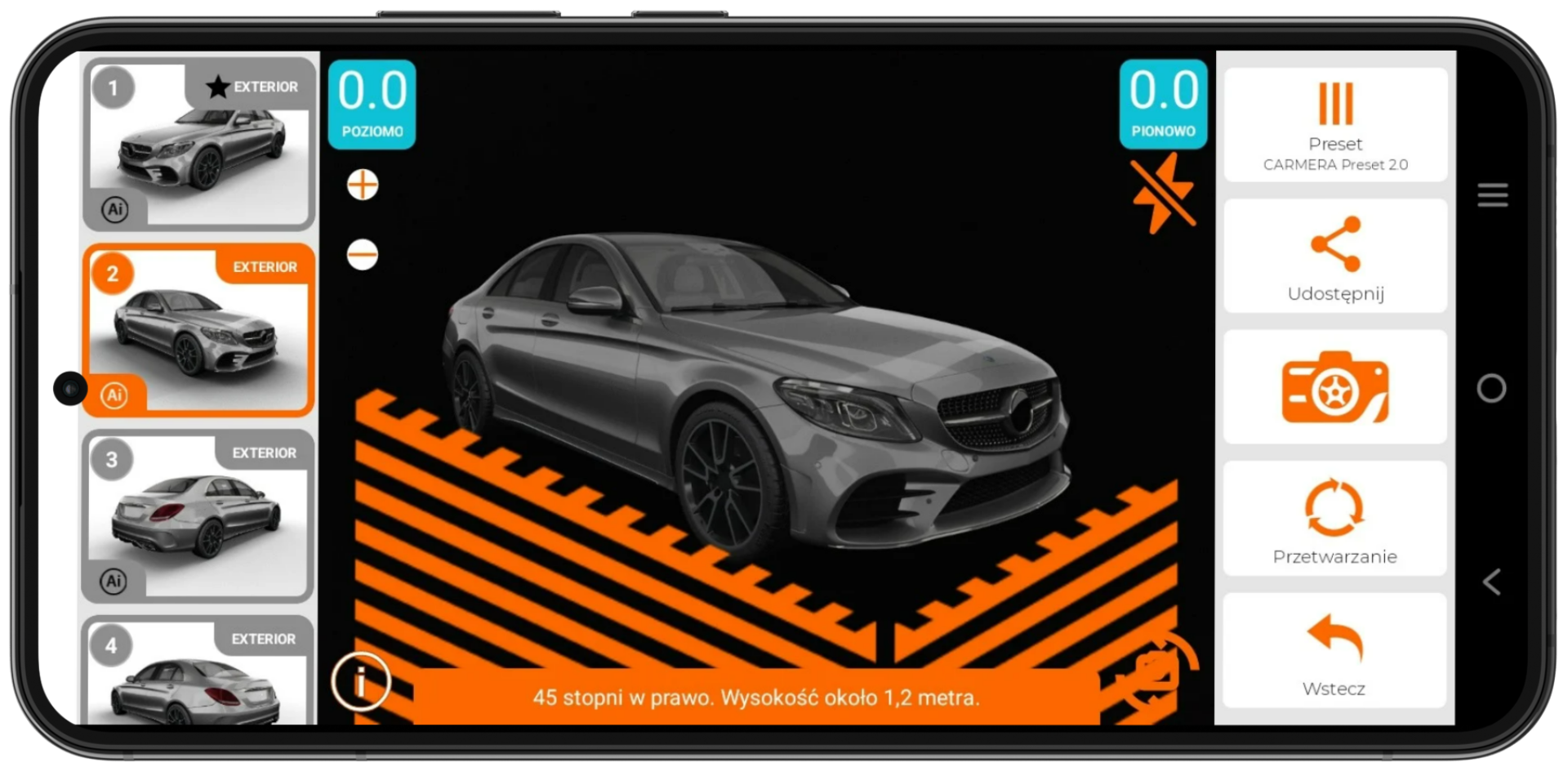 Autofotografie App Screen virtuelle Hilfen