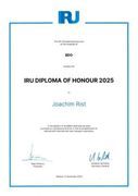 IRU Diploma of Honour 2025: Persönliche Auszeichnung für Joachim Rist