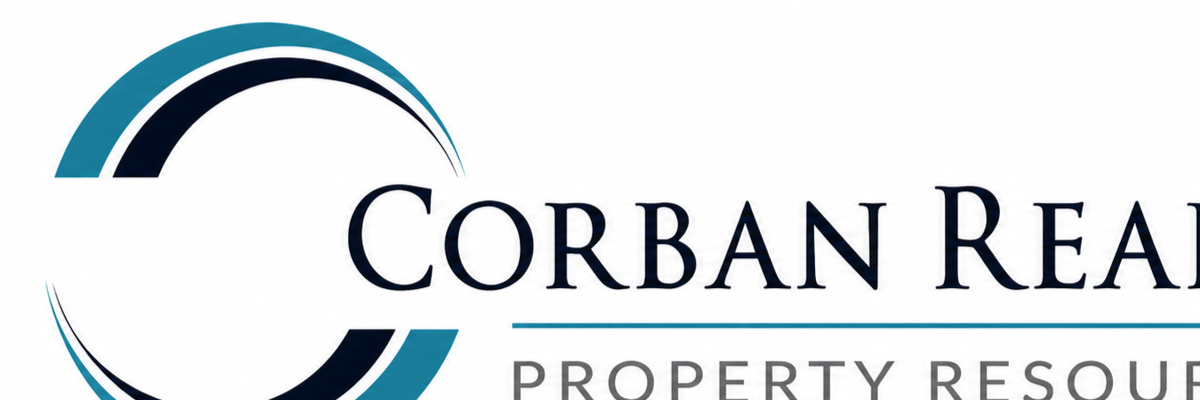 Corban Realty Group logo with teal and black circular icon and gray “Property Resource Center” text.