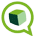 Green chat bubble icon with a white speech bubble inside and a green outline.