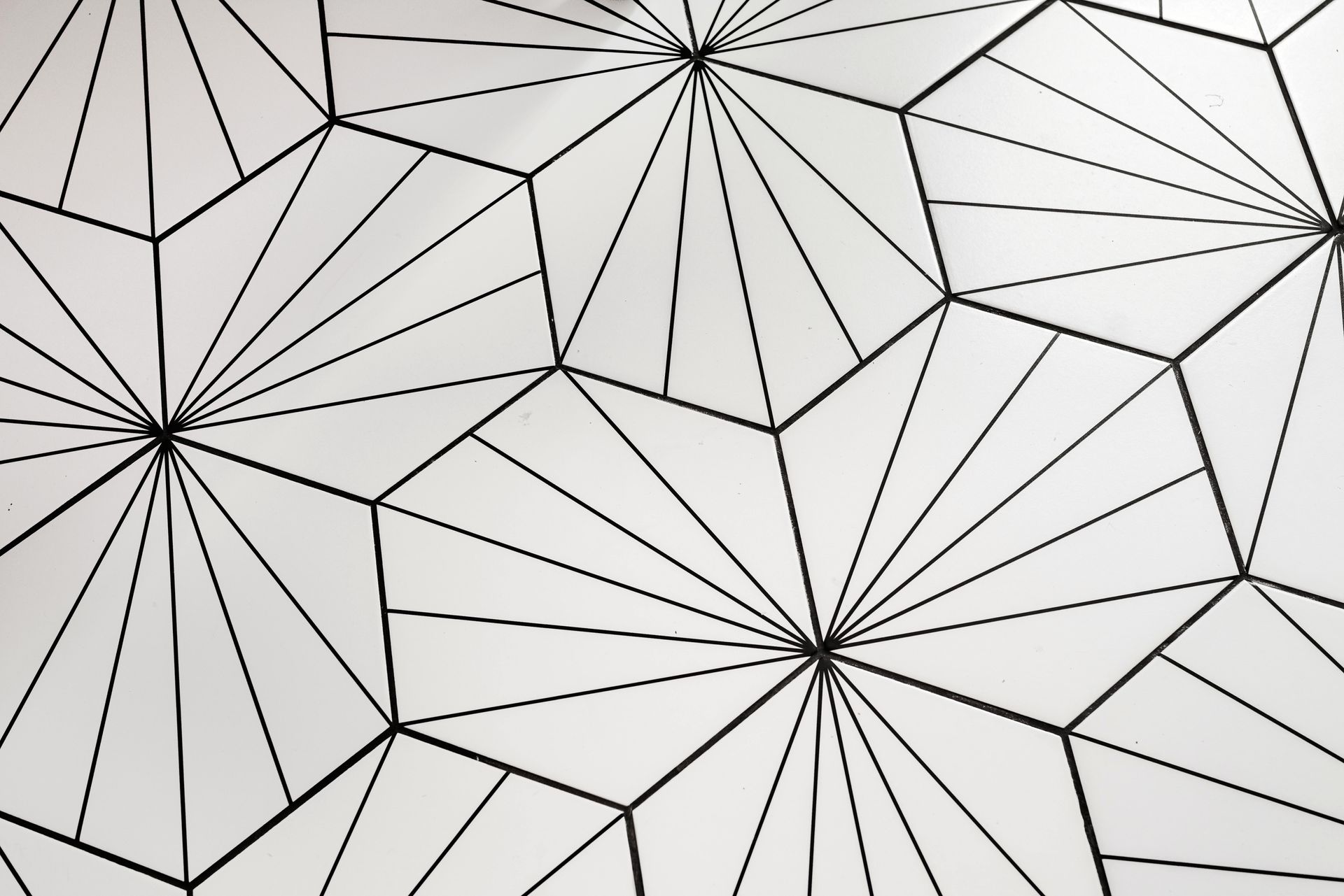 Abstract geometric line pattern in black on a light background, forming faceted polygon shapes.