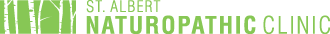 St. Albert Naturopathic Clinic logo in green with bamboo design and black text
