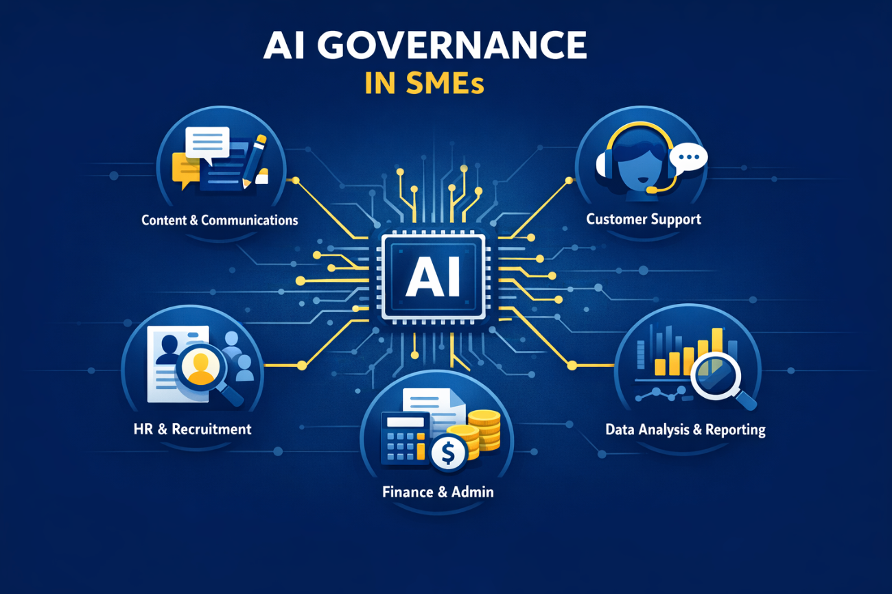 AI governance in SMEs across Content, Customer Support, HR, Finance, and Data Analysis