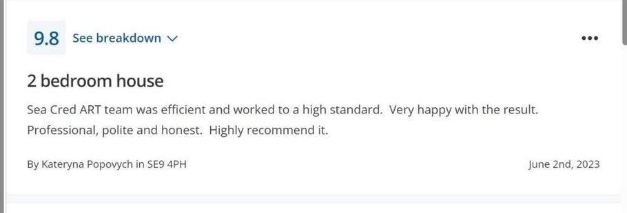 Reviews from Checkatrade for SEA CRED ART LTD