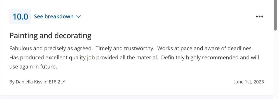Reviews from Checkatrade for SEA CRED ART LTD