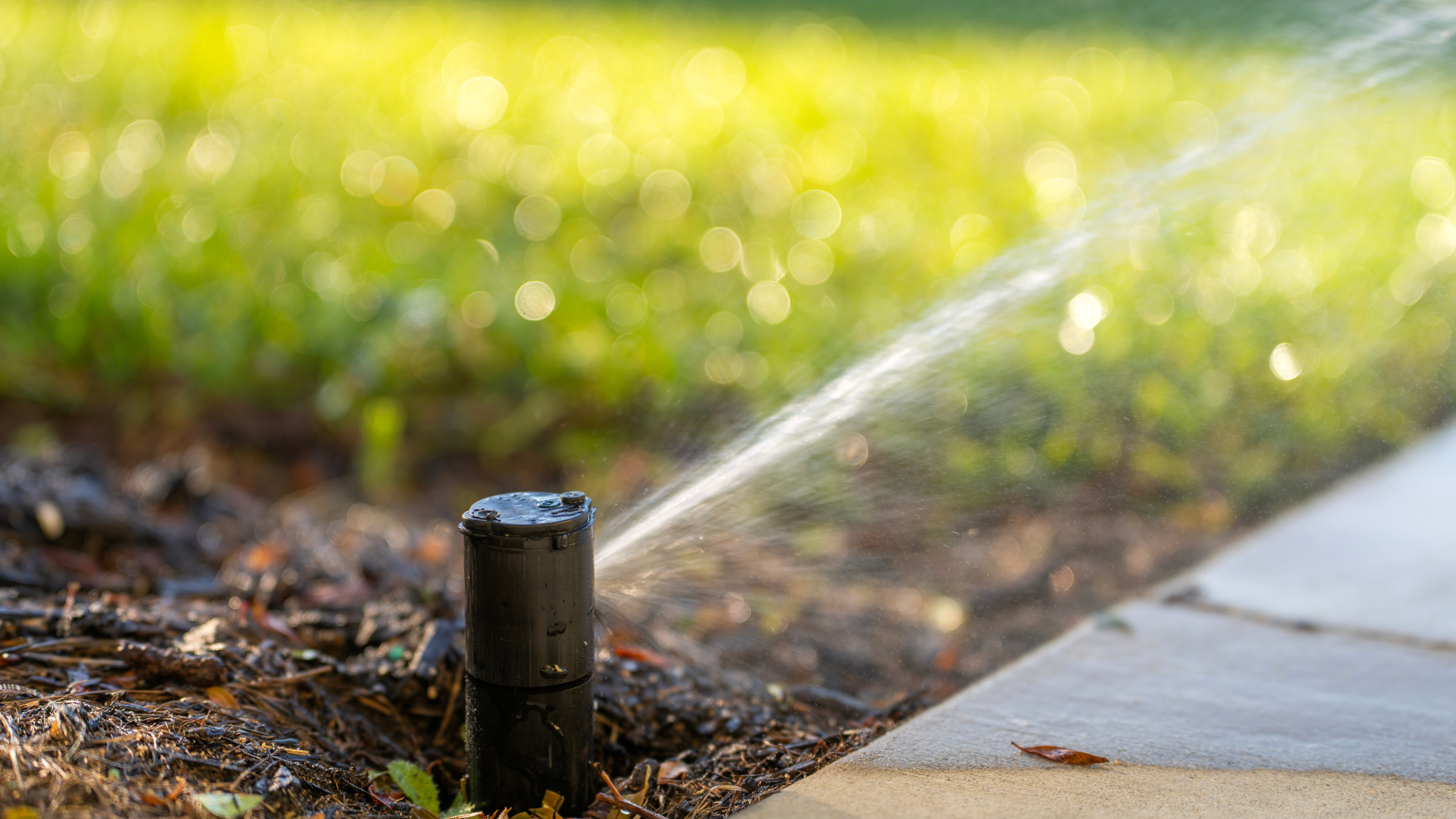 Green lawn grass maintained by underground sprinkler system in Chicago, IL